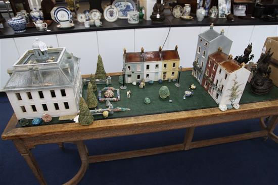 Kenneth and Ann Clark - stoneware models of houses and street settings c.1983, manor house 40cm x 36cm